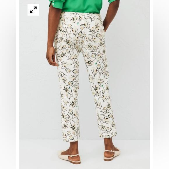 Marella pants size 10 Mid-rise printed black stretch‎ cotton ankle crop office - Picture 4 of 12